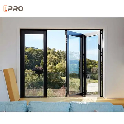 Corridoio scorrevole Verticale Aluminio Folding Window Bifold Glass Cabinet Finestre