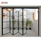 Moderne cornici in alluminio doppio vetro bifold porta interno vetro porta pieghevole