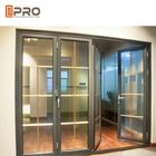 Porte pieganti di alluminio orizzontali per la cucina con le doppie porte di piegatura di vetro temperate con zanzariera