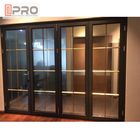 Porte pieganti di alluminio orizzontali per la cucina con le doppie porte di piegatura di vetro temperate con zanzariera
